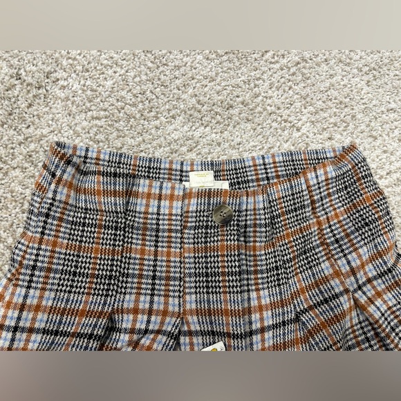 Anthropologie Maeve Checkered Pleated Wide Leg Trousers in Brown and Black - Picture 8 of 12